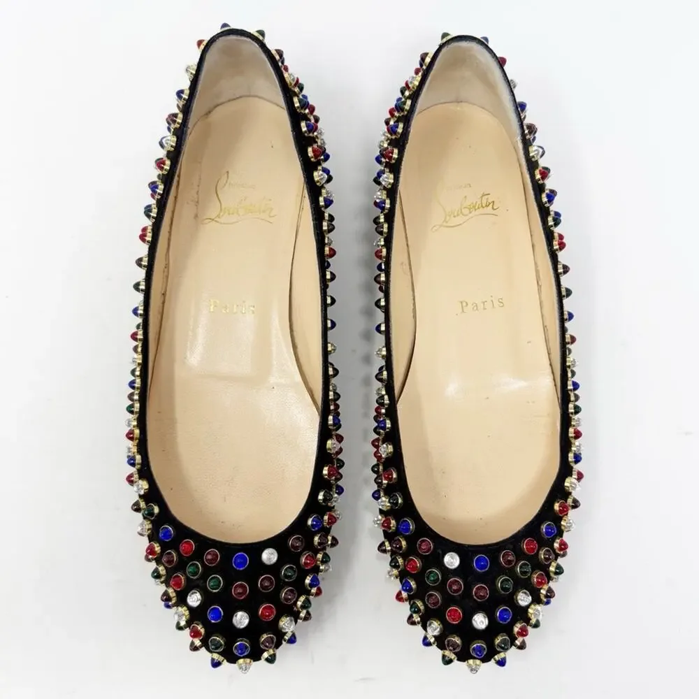 Christian Louboutin Multicolor Spike Stud Ballet Flats Womens Size EU 37.5